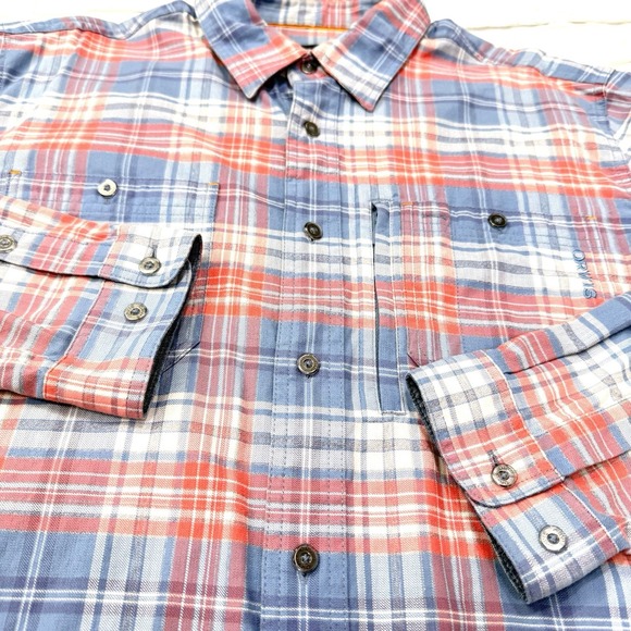 Orvis Shirt Mens Large Blue Buffalo Plaid Button Down Cotton Casual Long Sleeve - Picture 2 of 15